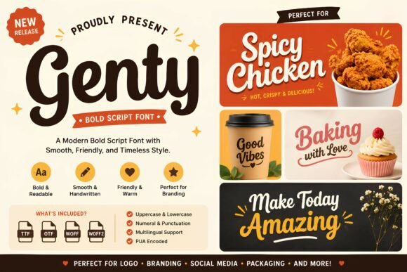 Discover the Versatility of Genty: A Bold Script Font for Modern Design