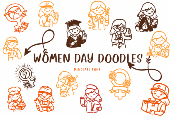 Women Day Doodles: A Sketch-Style Font for Creative Projects